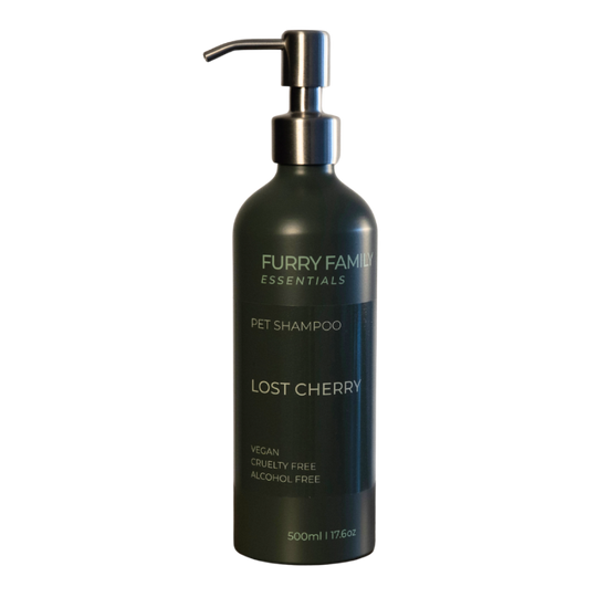 Pet shampoo bottle labeled &