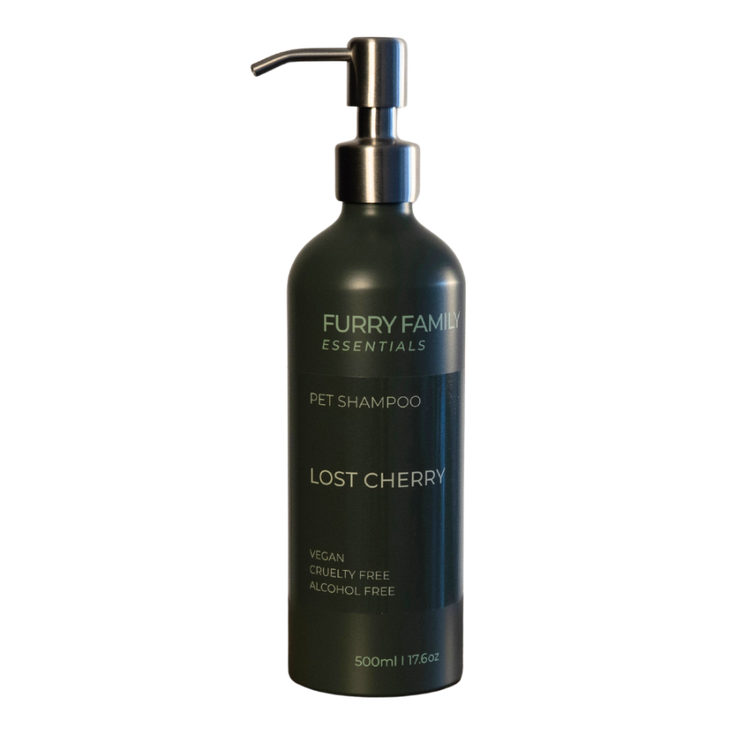 Pet shampoo bottle labeled &