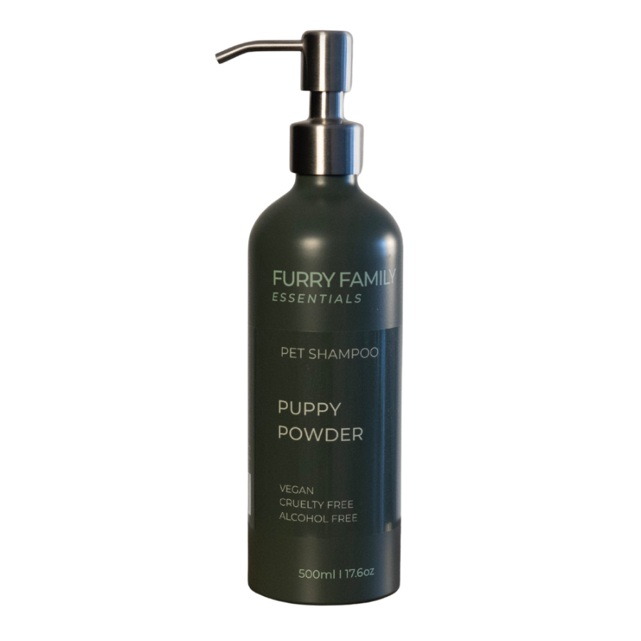 Pet shampoo bottle labeled &