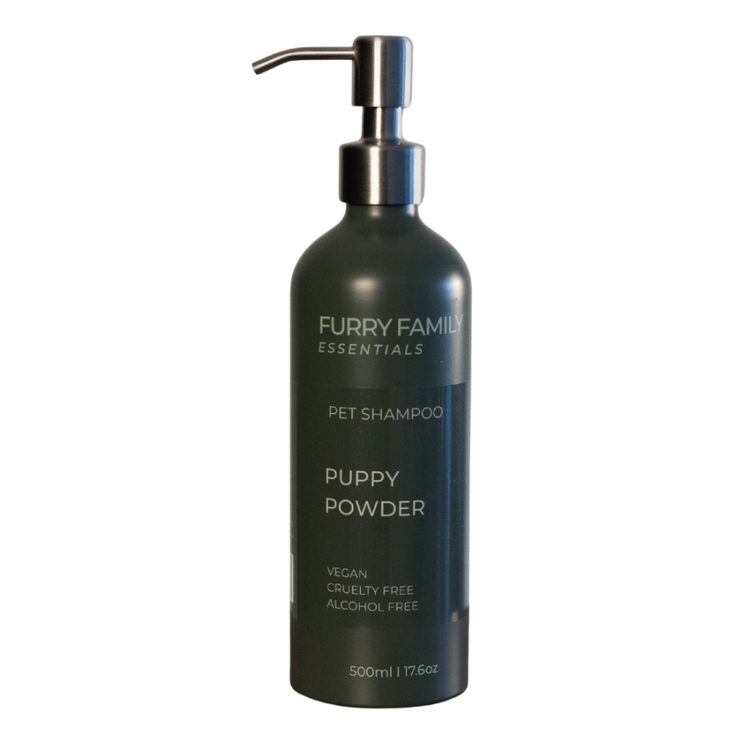 Pet shampoo bottle labeled &