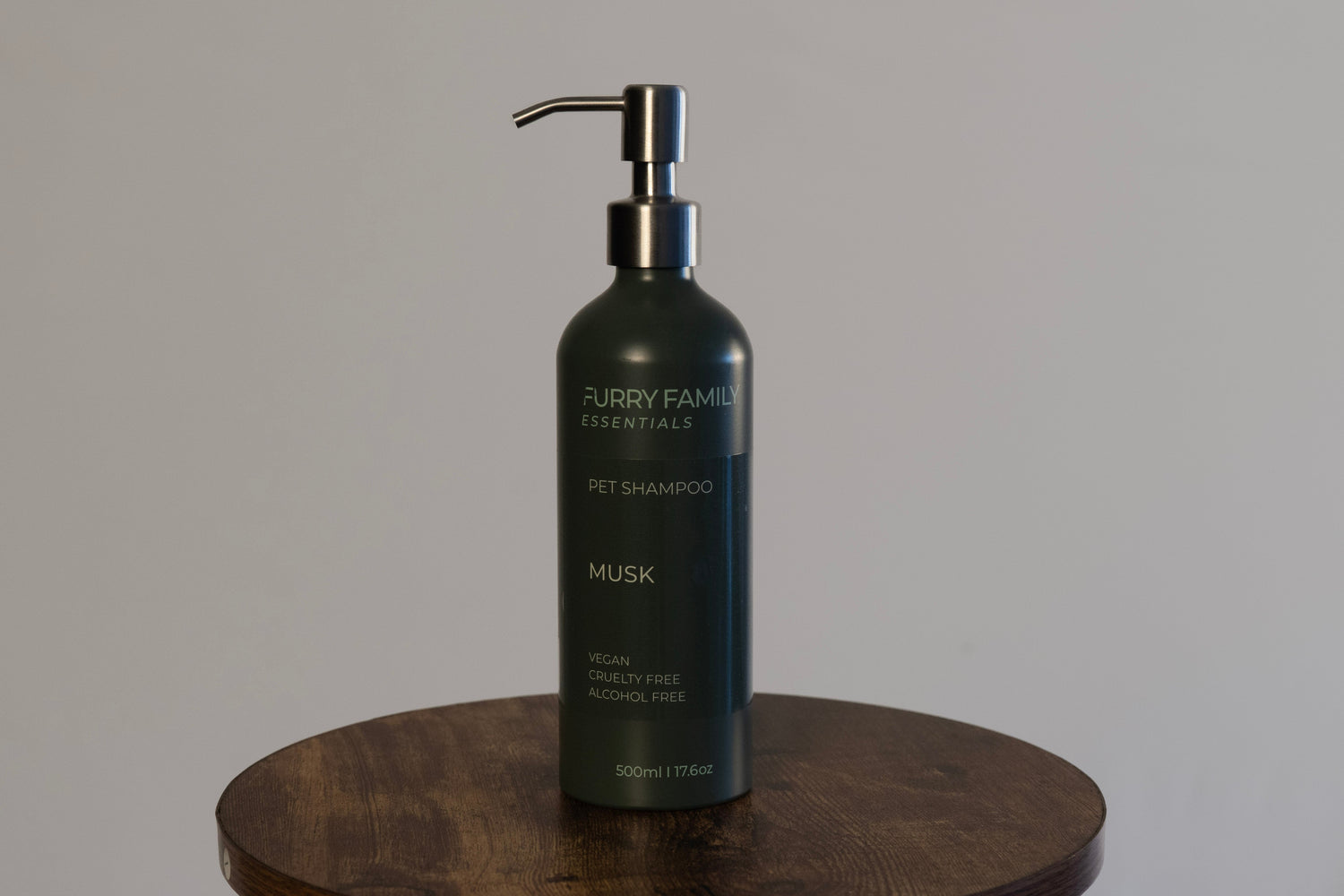 Pet shampoo bottle labeled &